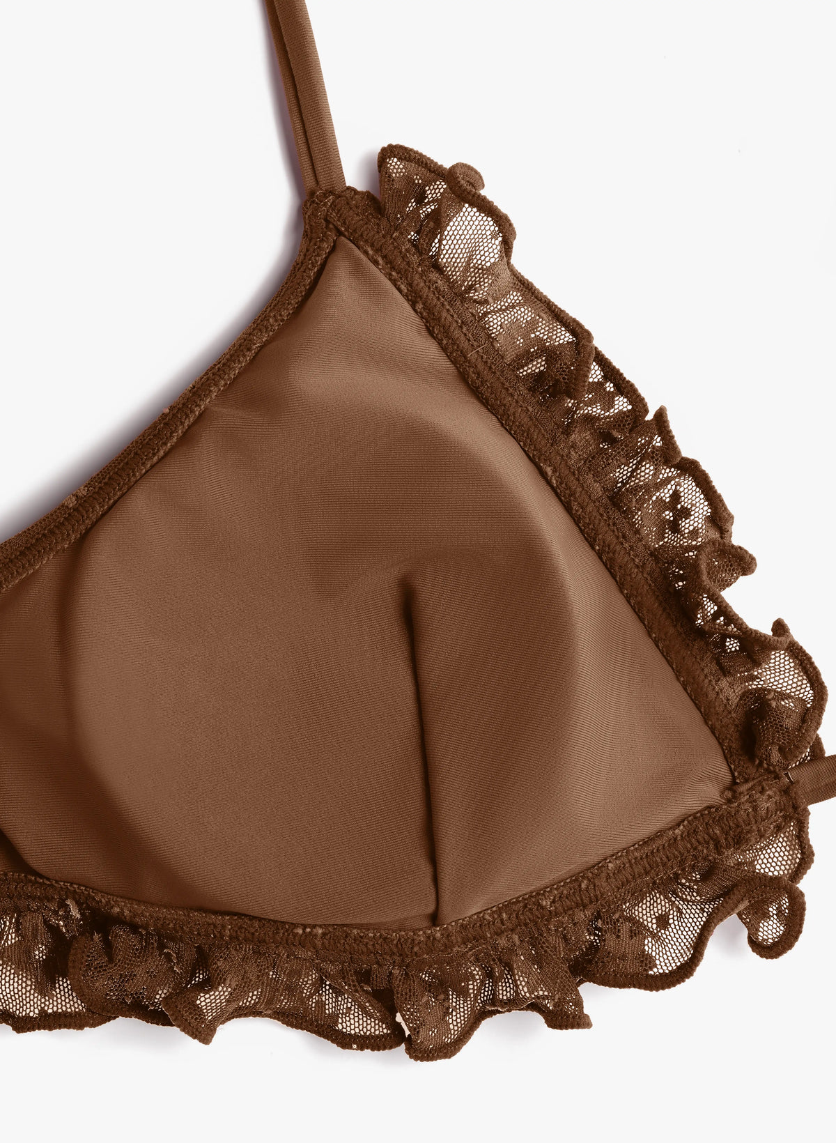 Tuscany Ruffle Front Tie Bikini Set - Burnt Umber Brown