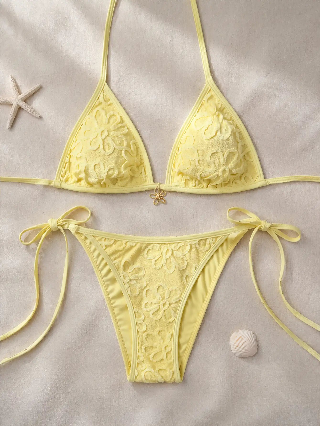 Yellow Halter Bikini Set for Women