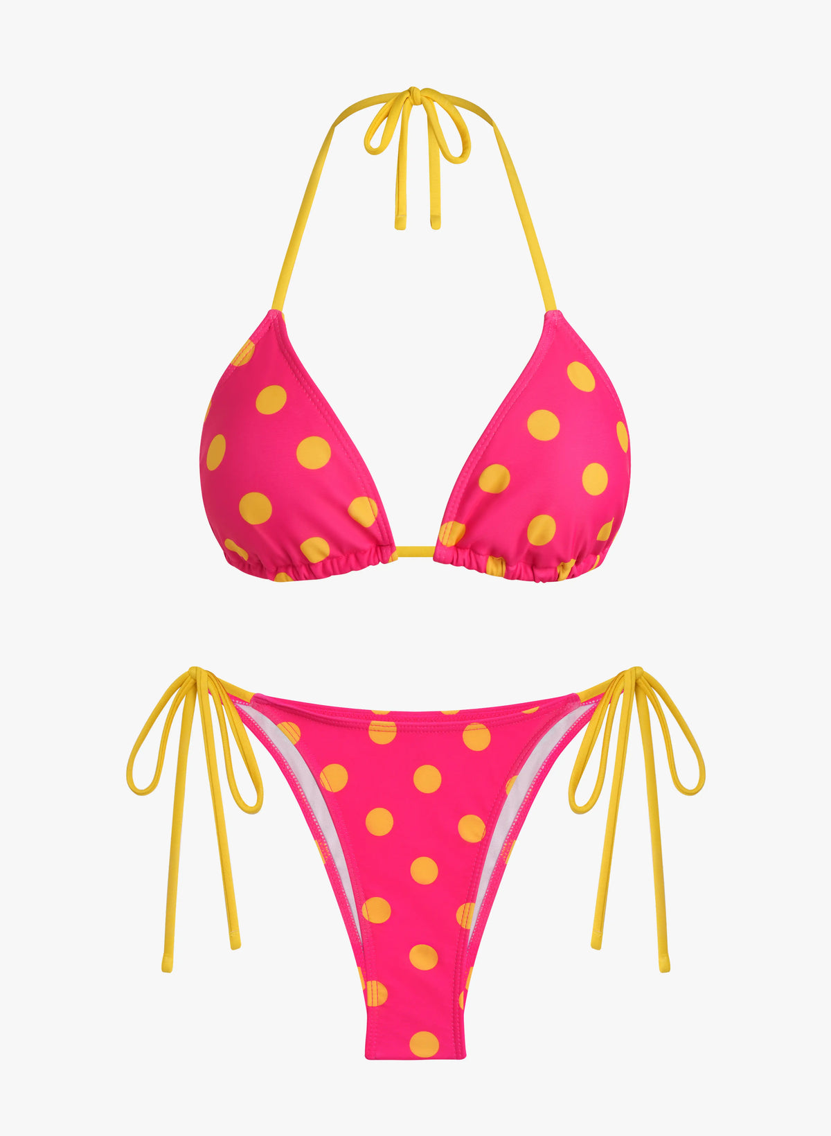 Marnie Polka Dot Halter Bikini Set - Rose Red