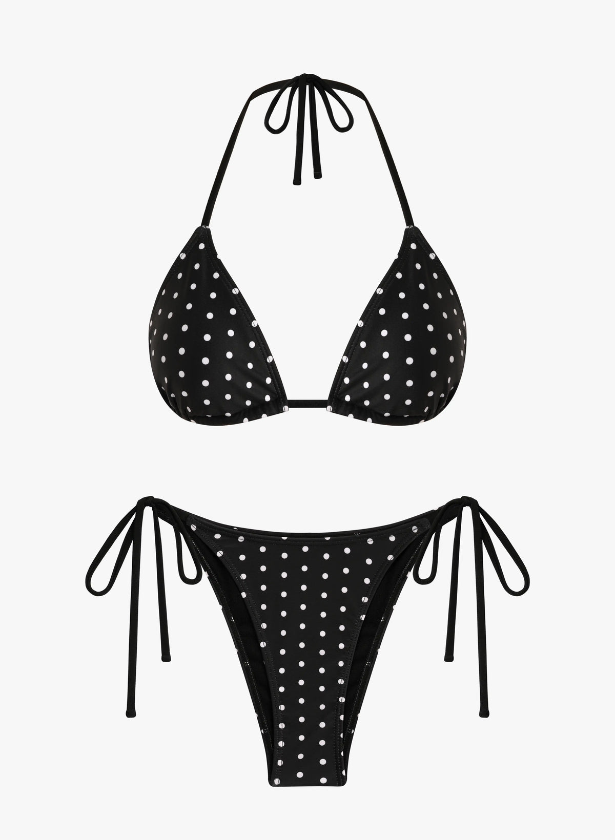 Stella Polka Dot Halter Bikini Set - Black White
